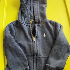 Ralph Lauren Dark Blue Zip-Up Hoodie with Embroidered Pony